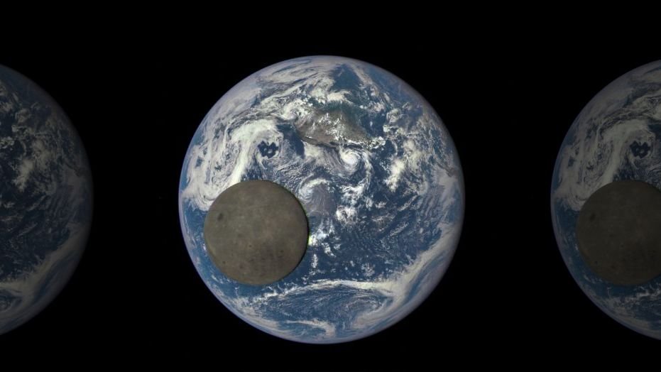 The length of Earth's day is slowing down at a glacial pace of 1.8 milliseconds every 100 years. This image shows the Earth and moon as seen by NASA's Deep Space Climate Observatory satellite 1 million miles away.