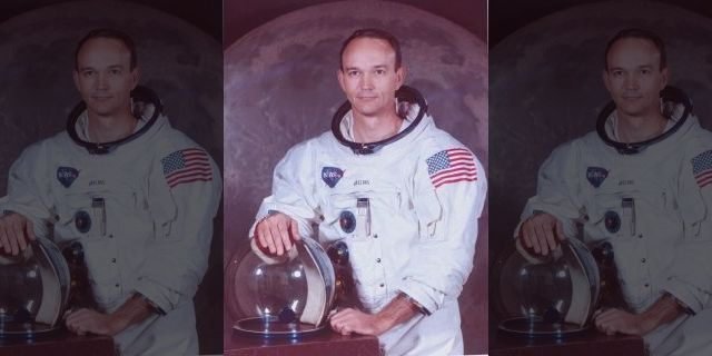 File photo - astronaut Michael Collins in Apollo spacesuit.