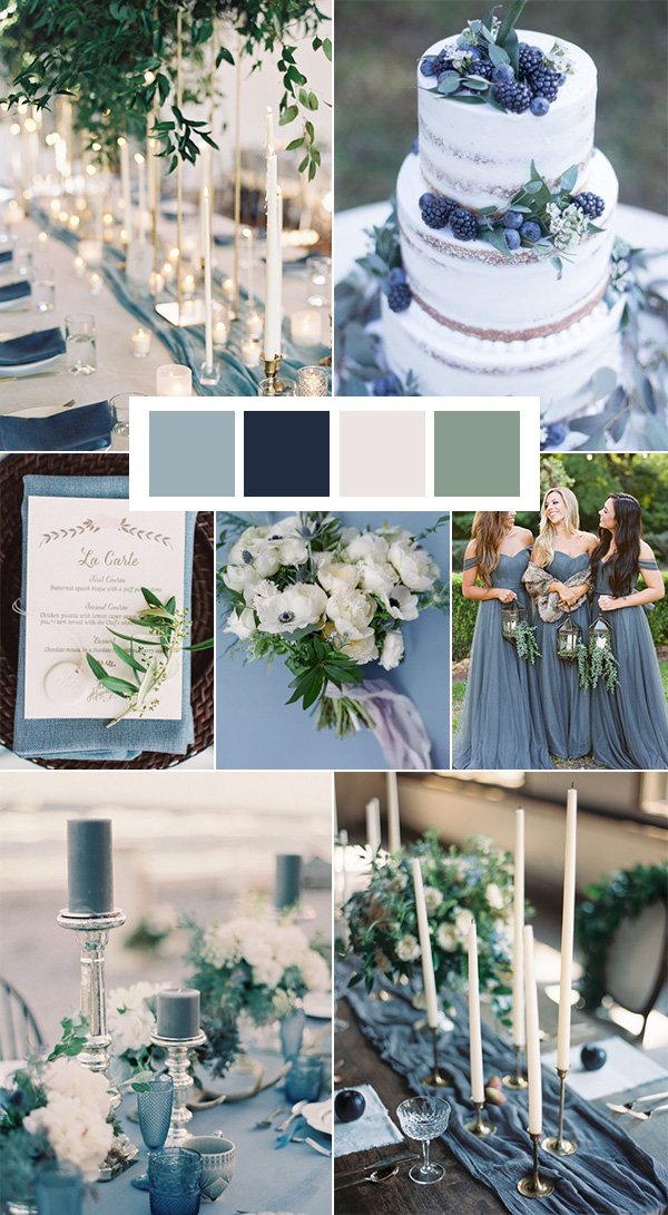 shades of blue and white winter wedding color ideas