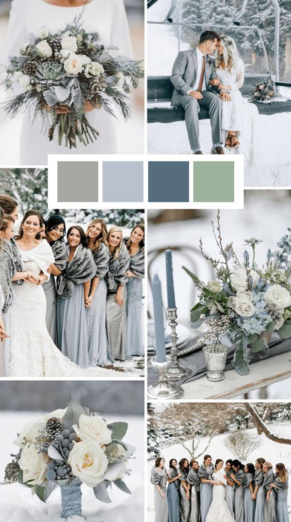 gray and pale blue winter wedding color ideas