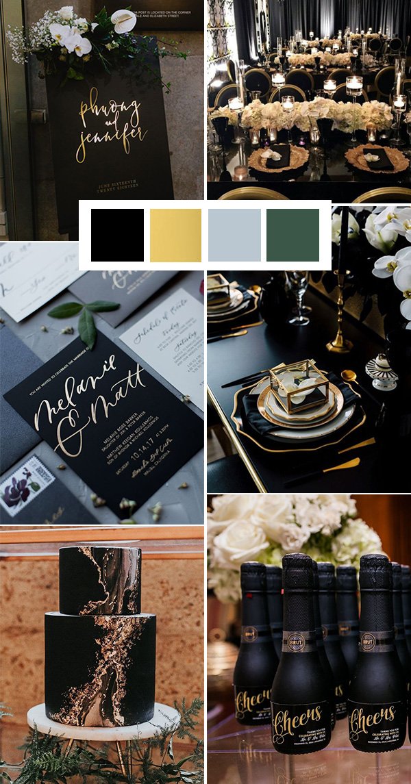 black and gold wedding color ideas