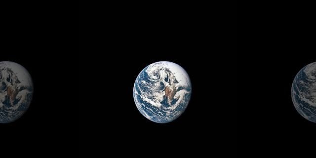 A view of Earth from 36,000 nautical miles away as photographed from the Apollo 10 spacecraft