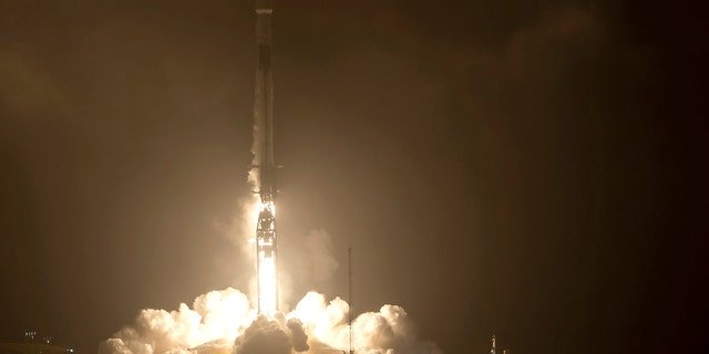 The SpaceX Falcon 9 rocket launches with the Double Asteroid Redirection Test, or DART, spacecraft onboard, Tuesday, Nov. 23, 2021, from Space Launch Complex 4E, at Vandenberg Space Force Base in California. 