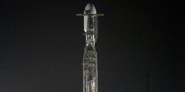 The SpaceX Falcon 9 rocket with the Double Asteroid Redirection Test, or DART, spacecraft onboard, is seen ready for launch, Tuesday, Nov. 23, 2021, at Space Launch Complex 4E, Vandenberg Space Force Base in California. 