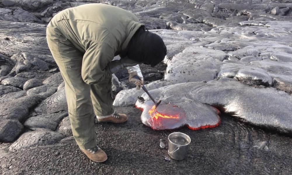 Incredible pics show scientists collecting lava from inside active volcanoes